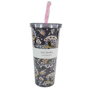 Vera Bradley Double Wall Travel Tumbler 24 oz Straw New